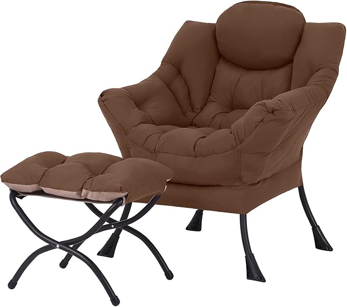 Welnow Lazy Chair with Ottoman, Modern Accent Armchair with Armrests and a Side by LifeGetsBetterWithWelnow