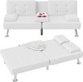 Flamaker Futon Sofa Bed Modern Folding Futon Set PU Leather Convertible by Flamaker
