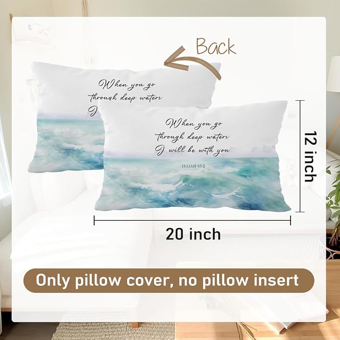 Beach Bible Throw Pillow Cover 12x20 - Image 7