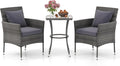Tangkula 3-Piece Patio Furniture Set, PE Wicker Conversation Bistro Set w/A by TANGKULA
