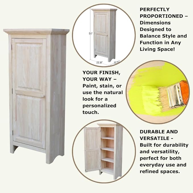 Single Jelly Cabinet, Solid Parawood Construction, 22.8"W x 12.5"D x 51"H - Image 4