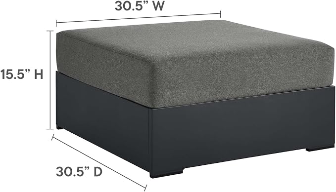 Modway Tahoe Aluminum Ottoman in Gray Charcoal - Image 3