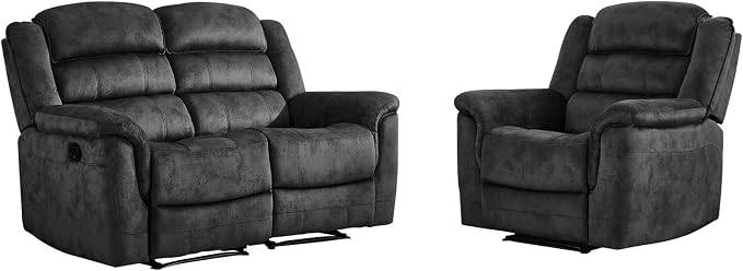EBELLO 2 Pieces Reclining Loveseat Couch Furniture Set, Soft Fabric Manual - Image 8