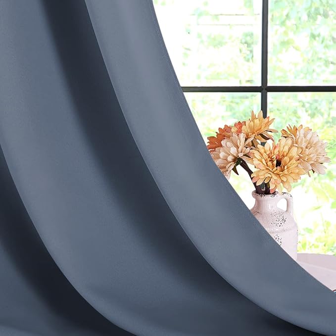 NICETOWN Blackout Curtains for Bedroom, Stone Blue, 42-inch Wide x 80-inch Long - Image 6