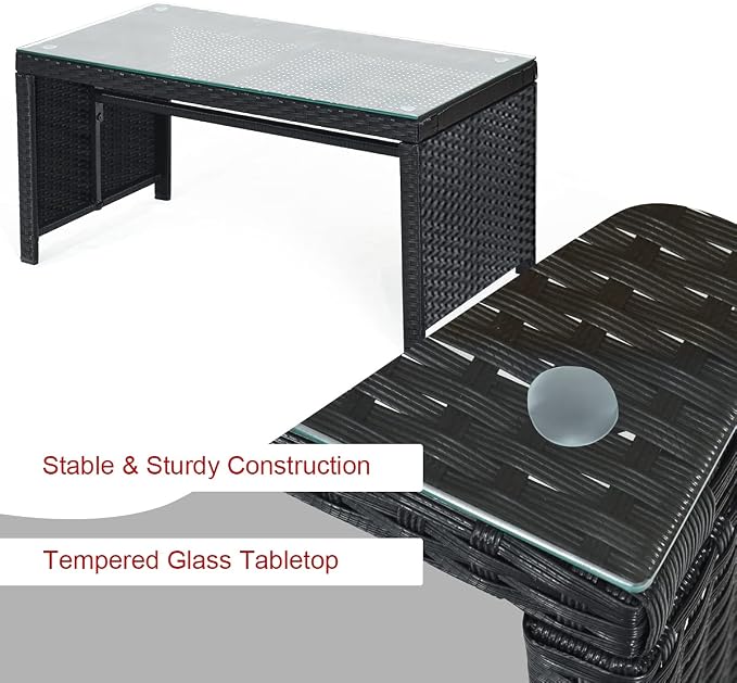 Tangkula Patio Wicker Conversation Furniture Set, Patiojoy Sofa & Table Set w/4 - Image 8