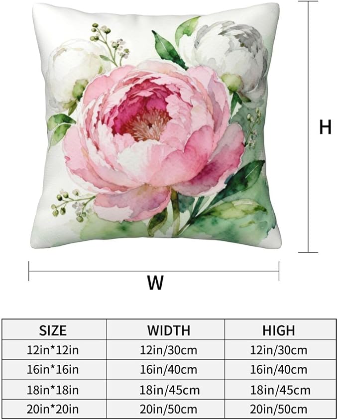 Peony Flower Pillow Covers 18x18 Set of 2, Floral Throw Pillow Covers Outdoor - Image 2