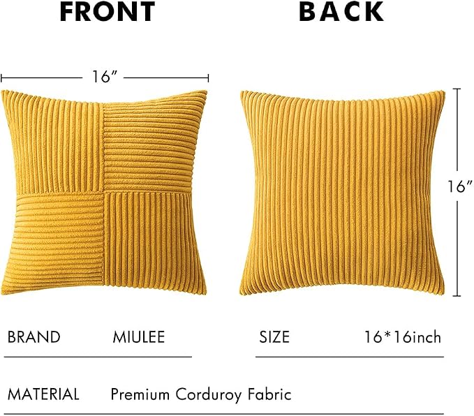 MIULEE Mustard Yellow Decorative Throw Pillow Covers 16x16 Inch - Image 6