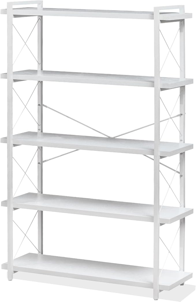HCHQHS Bookshelf, 5-Tier Industrial Bookcase, Freestanding Tall Bookshelves by HCHQHS