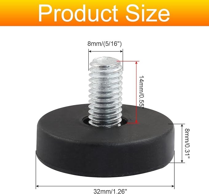 20Pcs 5/16" Thread Adjustable Furniture Levelers, M8 Stainless Steel Screw in - Image 2