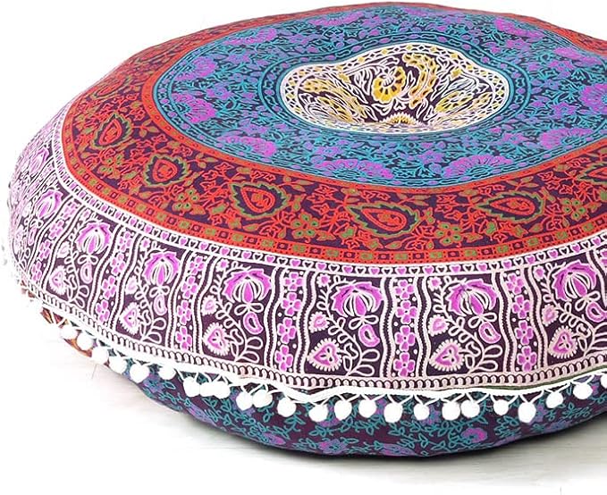 Mandala Floor Pillow Cover Meditation Cushion Seating Throw Hippie Round - Image 3