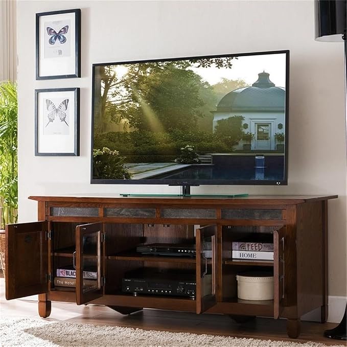 Leick Home 89360 Rustic Oak TV Stand - Image 11