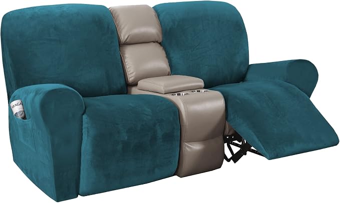H.VERSAILTEX Velvet Stretch Recliner Couch Covers 6-Pieces Recliner Loveseat by HVERSAILTEX