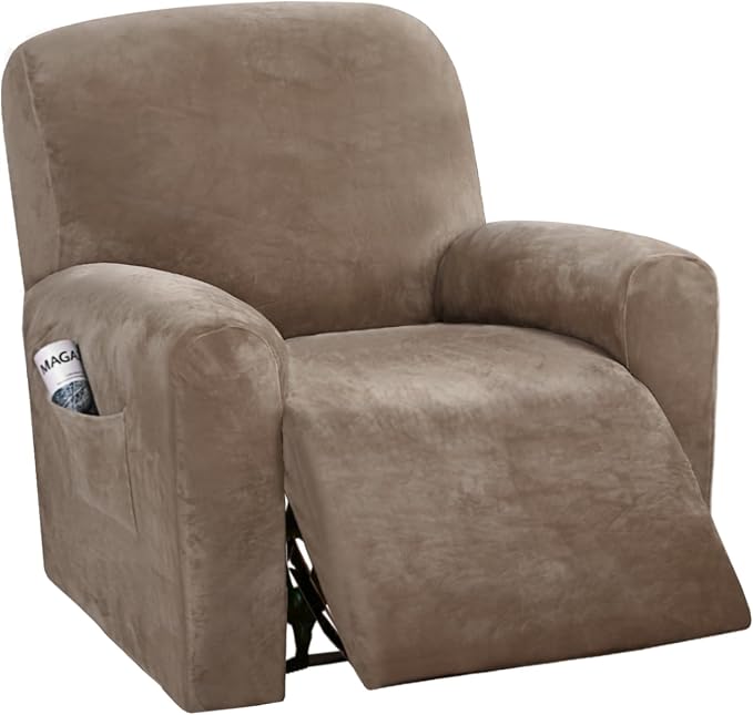H.VERSAILTEX Velvet Stretch Recliner Couch Covers 4-Pieces Style Recliner Chair by HVERSAILTEX