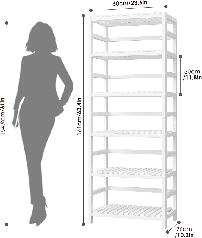 FOTOSOK 6-Tier Bamboo Shelf, Bamboo Bookcase - Image 3