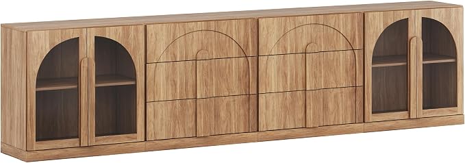 BELLEZE 4-Piece Modular Sideboard Buffet Cabinet Freely Configurable, Glass - Image 9