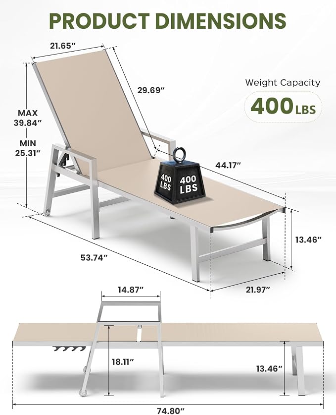 Patio Chaise Lounge Chair Outdoor Set of 2 - Image 2