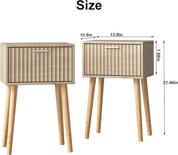 LAATOOREE Nightstands Set of 2, Small Side Table, Bedside Table - Image 3