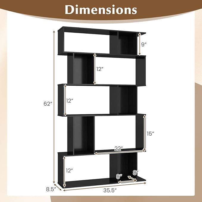Giantex 5-Tier Bookshelf, 10-Cube Geometric Book Case - Image 3
