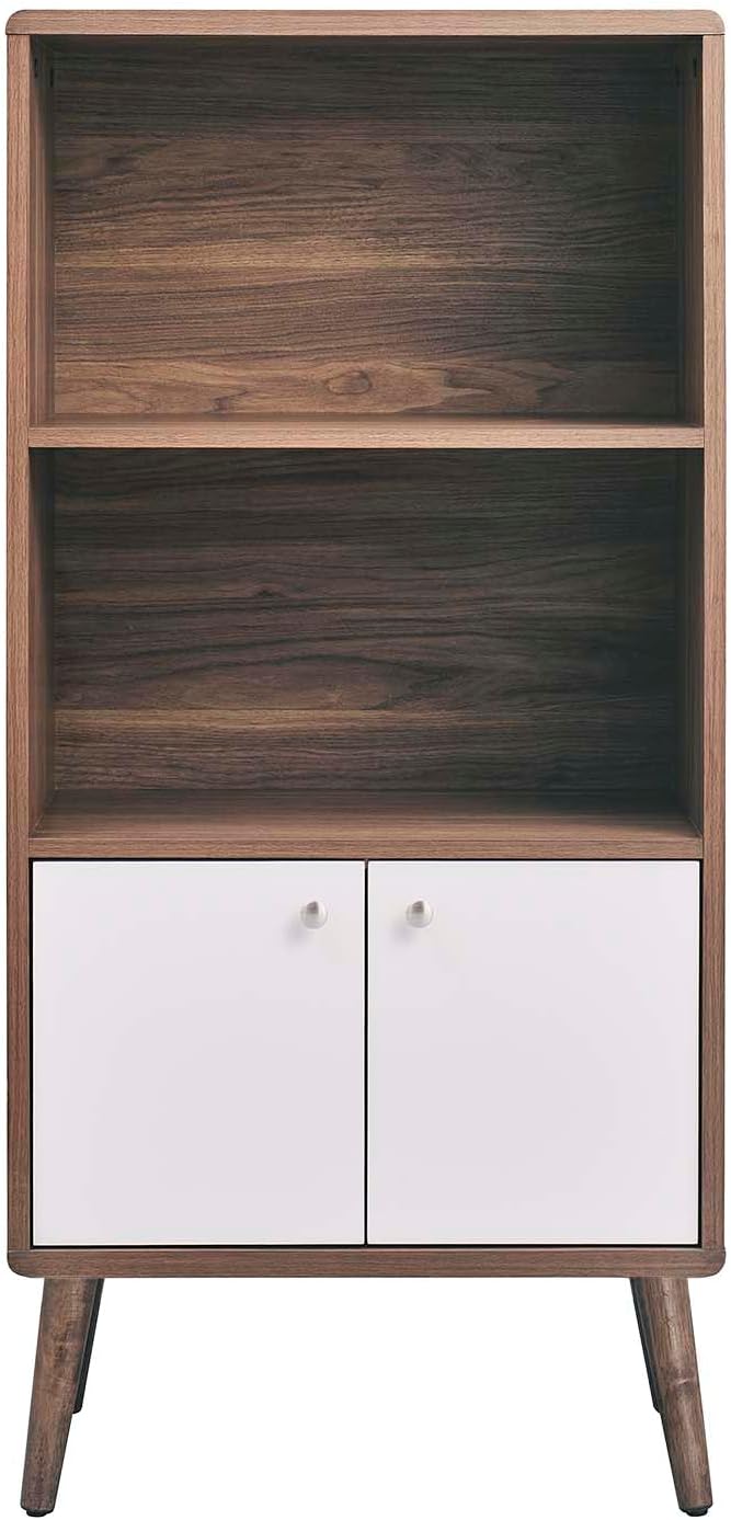 Modway EEI-6230-WAL-WHI Transmit Display Cabinet Bookshelf, Walnut White - Image 3