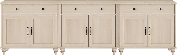 WAMPAT Farmhouse TV Stand for 100 Inch TV, 3-in-1 TV Console Table for - Image 7