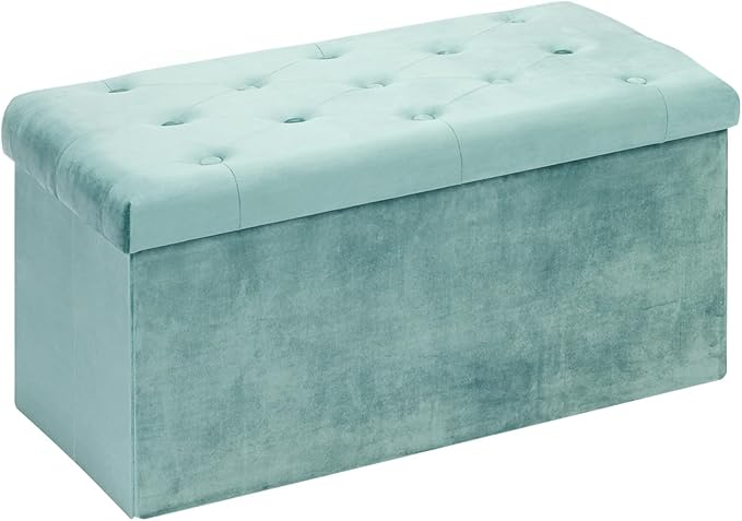 B FSOBEIIALEO Folding Storage Ottoman, Long Ottomans Shoes Bench, Velvet by BFSOBEIIALEO