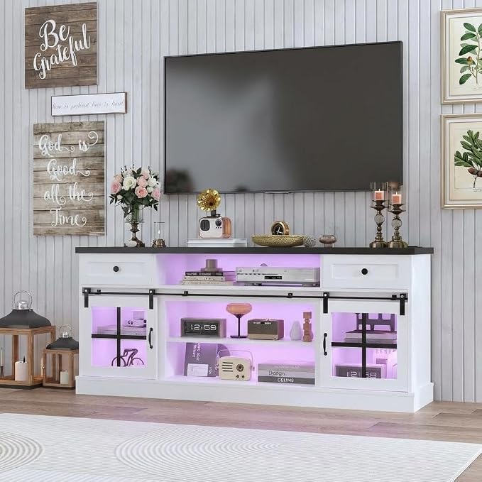 Garvee Farmhouse TV Stand for 80" TVs, Media Console Table - Image 7