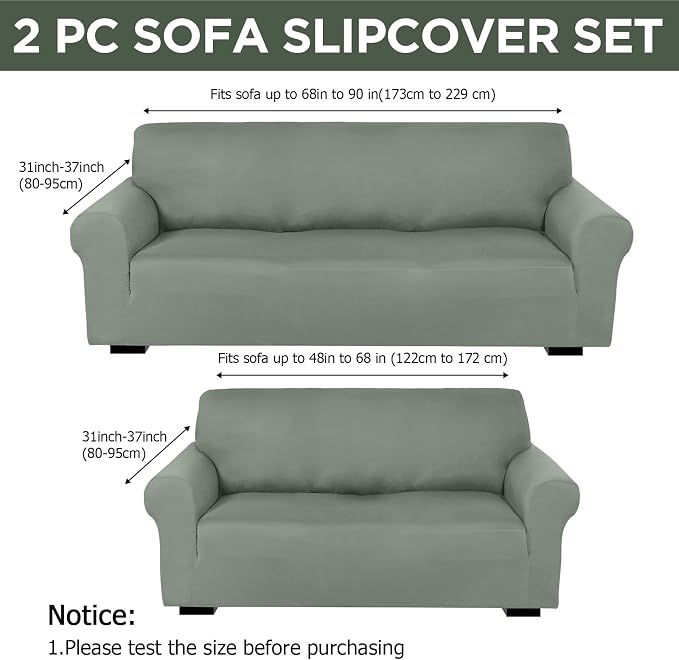 Peryiter 2 Pcs Sofa Covers Couch and Loveseat Covers Set Stretch Sofa Slipcover - Image 2