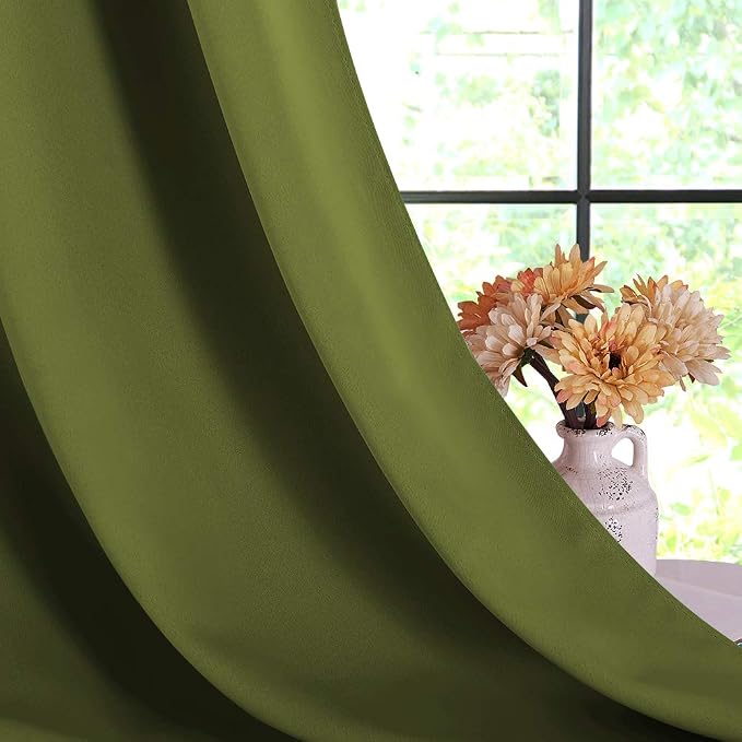 NICETOWN Blackout Window Curtains 70" L, 2 Panels, 34 inch, Olive Green - Image 4