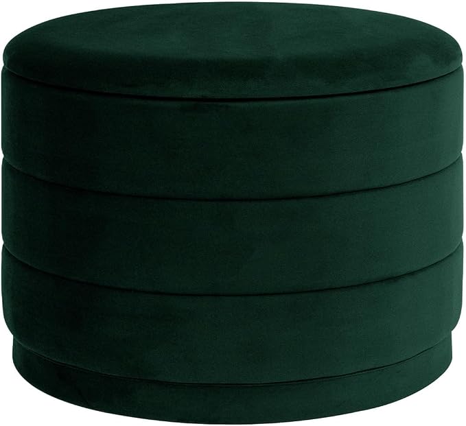23" Upholstered Round Velvet Ottoman - Image 3