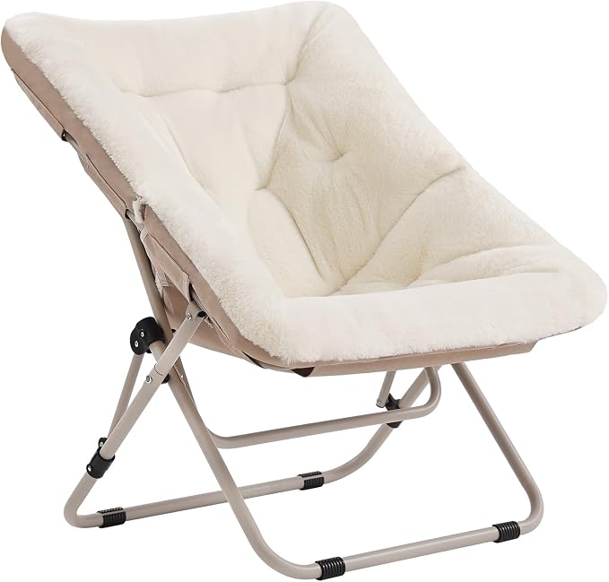 Tiita Comfy Folded Chair, Soft Faux Fur Oversized Folding Accent Chair by TiitaHome