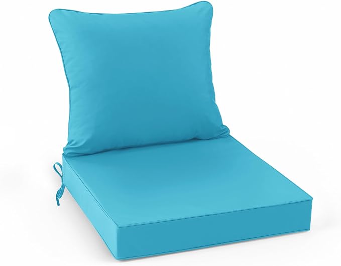 Summsun Outdoor Backrest and Deep Seat Cushion Set, Waterproof Fade Resistant by SUMMSUN