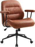 IWMH Leather Office Chair with Removable Armrests，Mid-Back Ergonomic Desk Chair by IWMH
