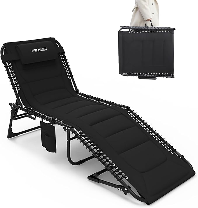 Oversized Padded Outdoor Folding Lounge Chair by WKFAMOUTCAMP