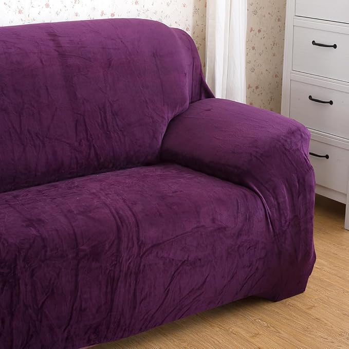 vctops 1-Piece Velvet Plush Stretch Chair Sofa Slipcover Soft Fuzzy Fluffy - Image 5