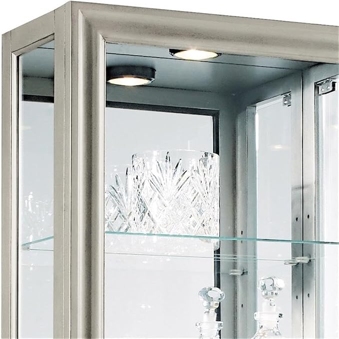 Pulaski Furniture Hardwood Side Entry Curio Cabinet in Platinum Silver Finish - Image 4