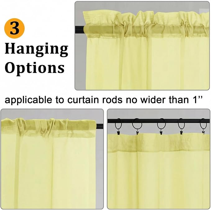 Gwine Sheer Curtains for Bedroom 54 inches Long - Image 2