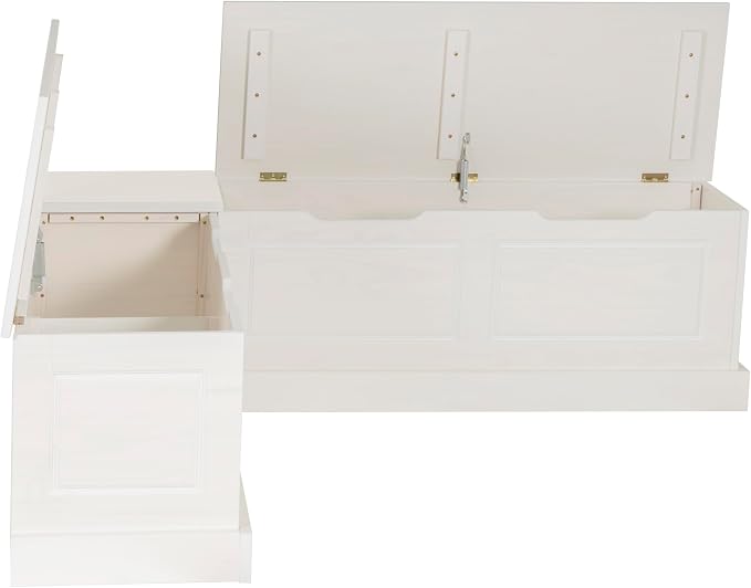 Linon Harris White Solid Pine Backless Nook - Image 12