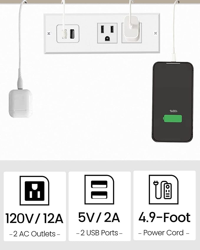 TUTOTAK End Table with Charging Station, Small Side Table with Outlets - Image 7