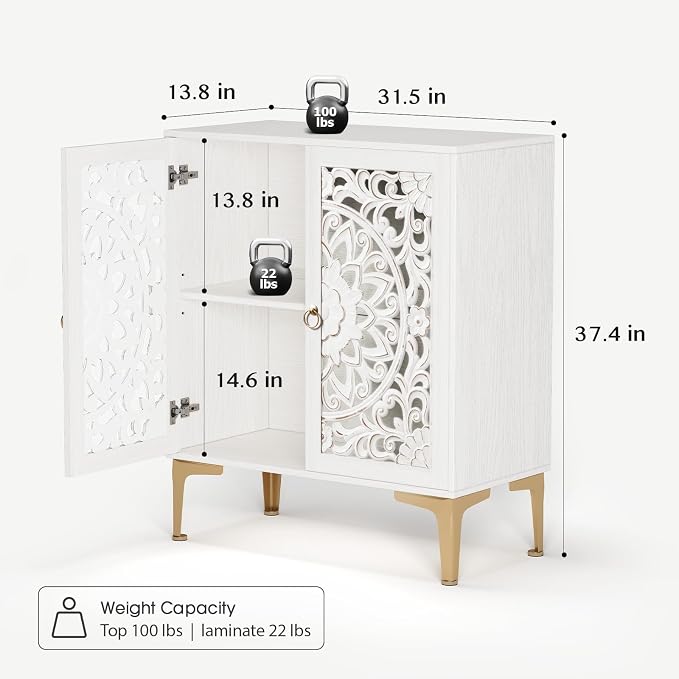 JOINICE Accent Cabinet with Doors, Sideboard Buffet Cabinet with Storage - Image 2