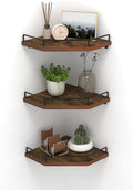 HORLIMER Floating Corner Shelf Wall Mount, 3 Pack Rustic Wood Corner Wall by HORLIMER