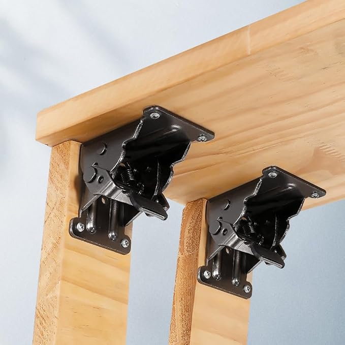 8 Pack Folding Brackets for Table Bed Leg Feet, Self-Lock Hinge Hardware - Image 5