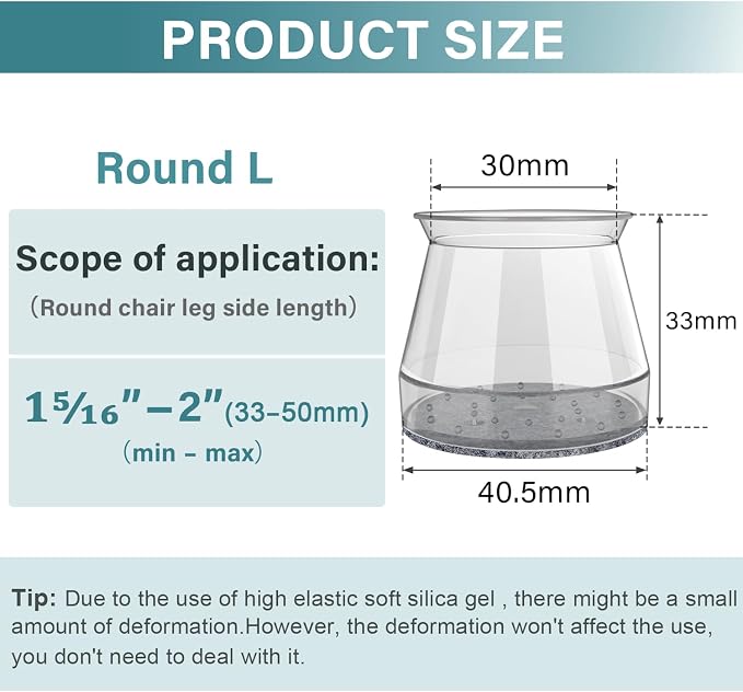24 Pcs Chair Leg Floor Protectors Round, Silicone Felt Furniture Leg Pads Caps - Image 7