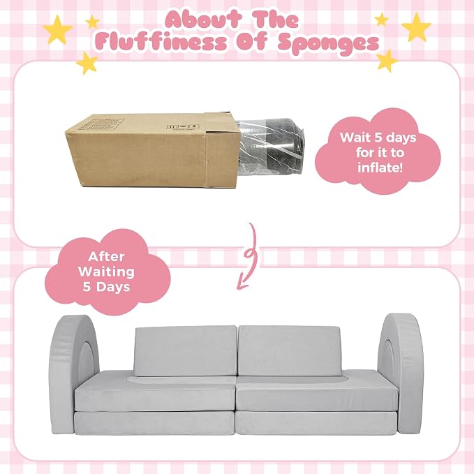 12 Pcs Modular Kids Play Couch, Toddler Couches That Fold Out, Plush Foam Chair - Image 8