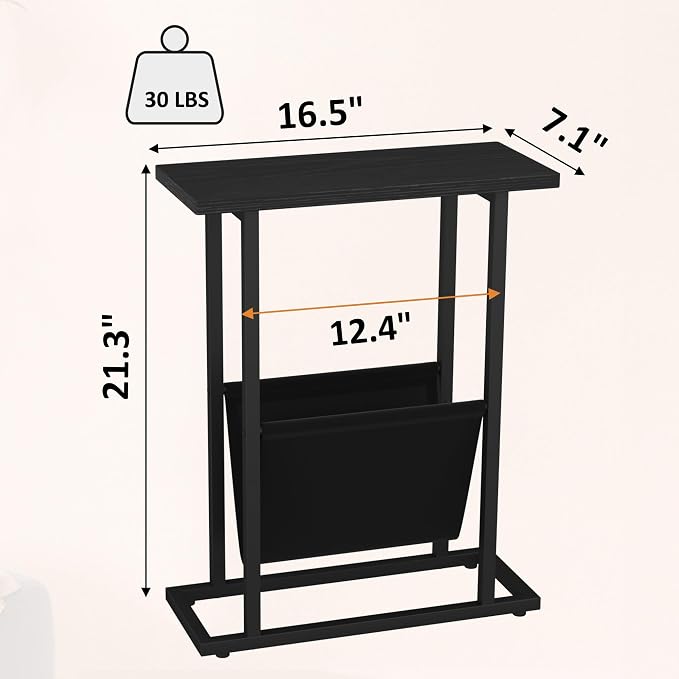 Yusong Narrow Side Table for Small Spaces, Small End Table - Image 3