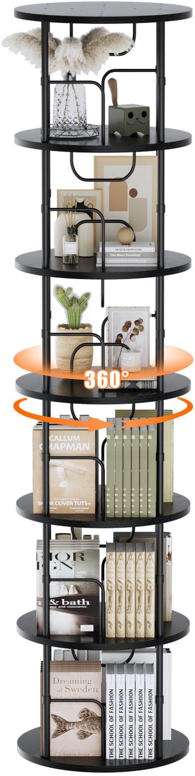 ALLSTAND 6 Tier Rotating Bookshelf, 360 ° Display Stackable Spinning Bookshelf - Image 8