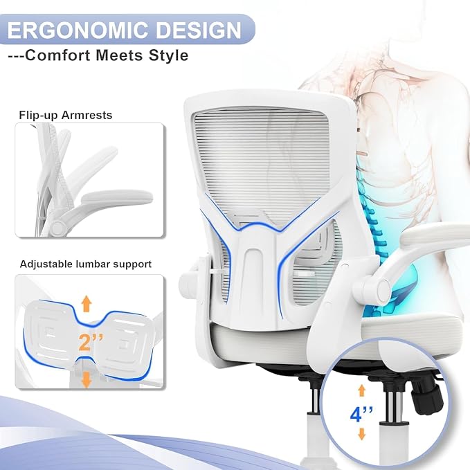Office Chair for Long Hours & Lower Back Pain Relief – 4" Thick Molded Foam - Image 3