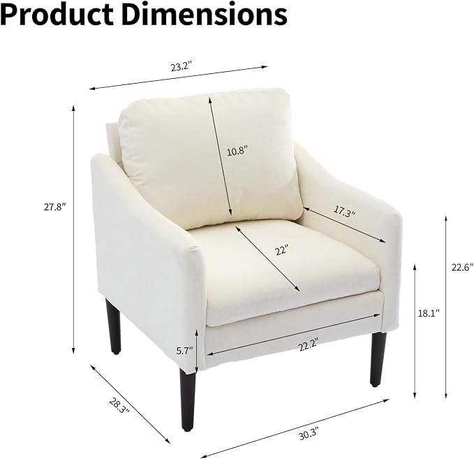 Mid Century Modern Accent Chair, Chenille Fabric Armchair - Image 2