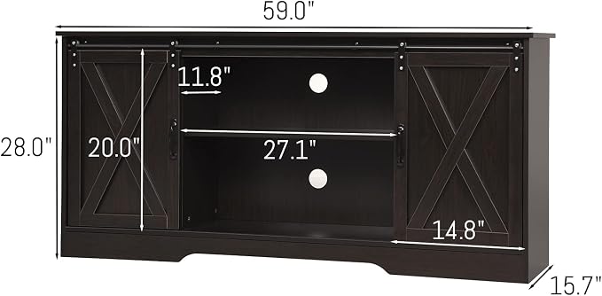 4 EVER WINNER 59" Farmhouse TV Stand, TV Entertainment Center - Image 2