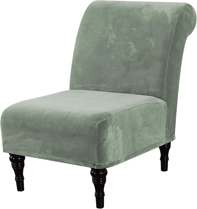 H.VERSAILTEX Armless Accent Chair Covers Thick Velvet Armless Chair Slipcovers by HVERSAILTEX