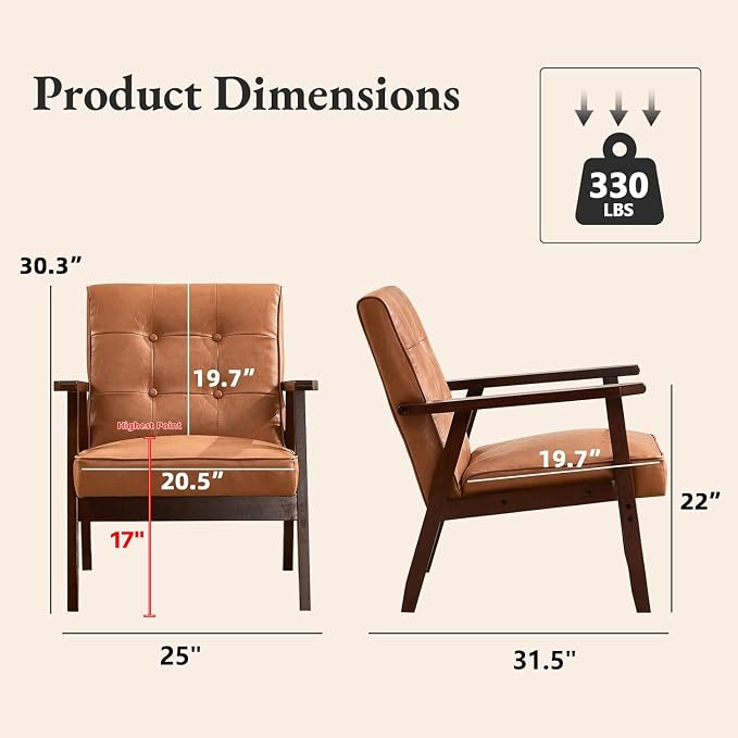 Bonzy Home Mid Century Modern Accent Chair Set of 2 - Image 2